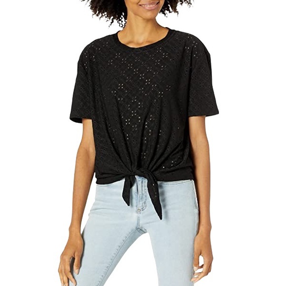 Nanette Lepore Tops - Nanette x Nanette Lepore Black Eyelet Tie Front Top